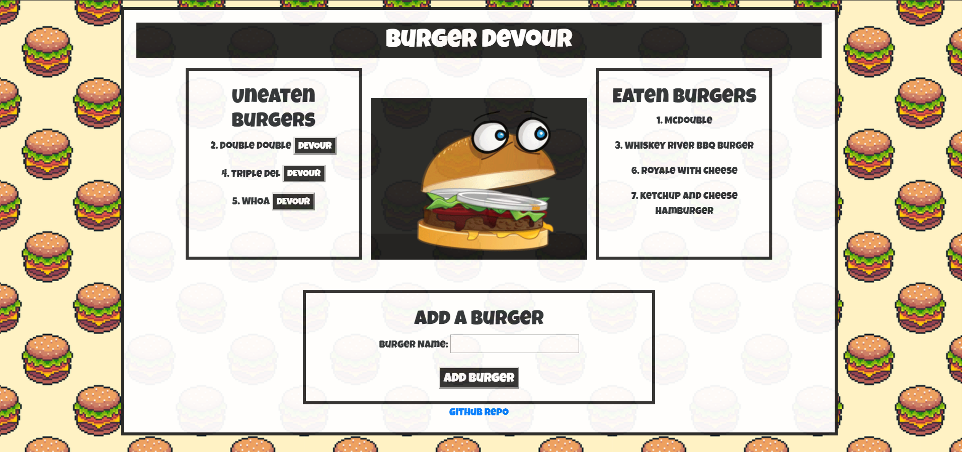 burger project pic